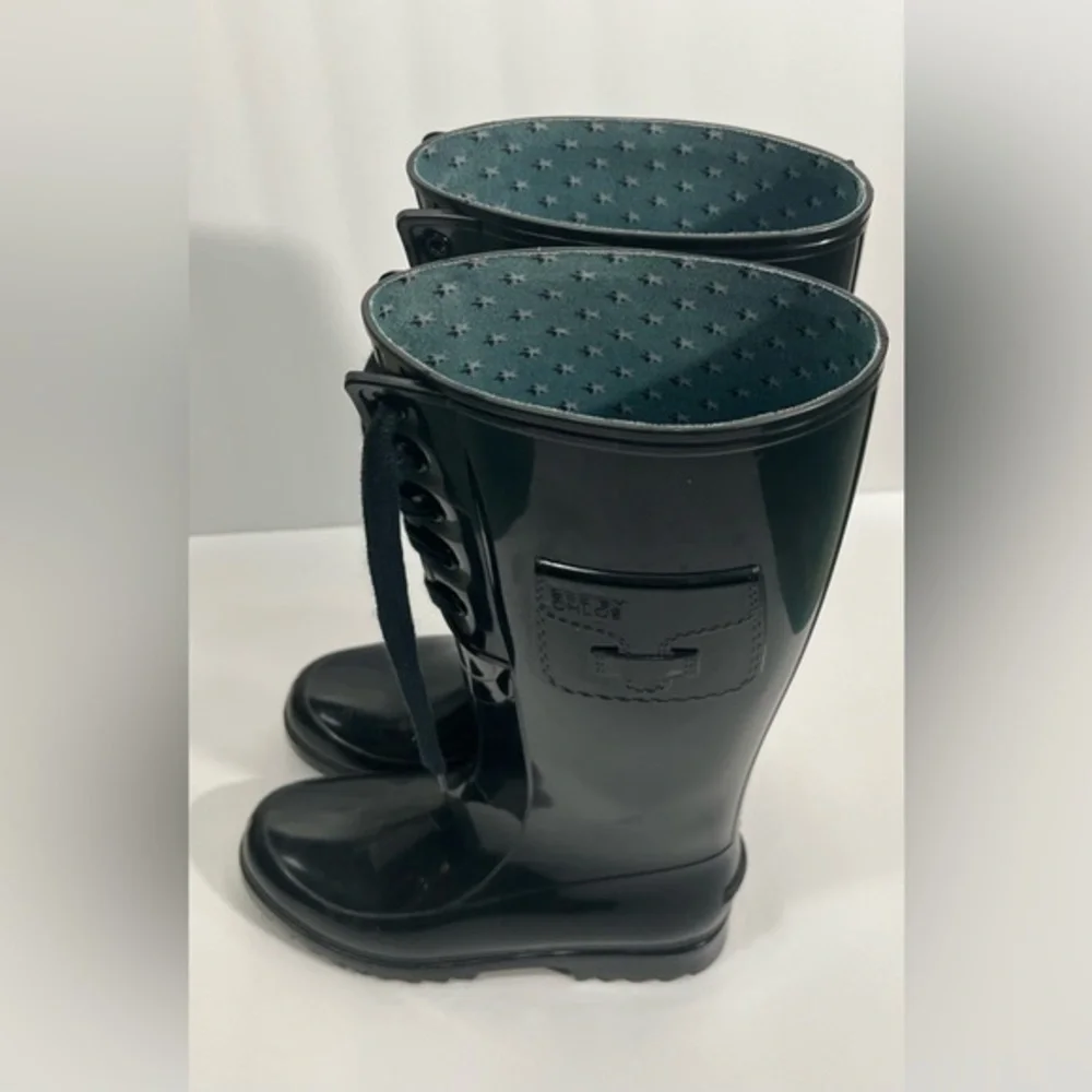 See by Chloe Lace Wellington Black Rain Boots Sz 5